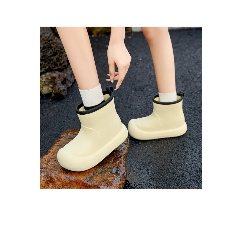 AGSDON Rain Boots Women's Gold/Light Yellow-2