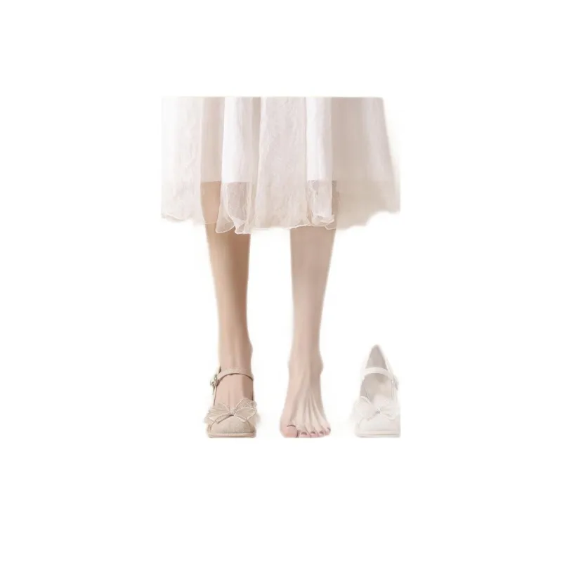 Pretty Tiffin Chunky Heel High Heels Women's Apricot-4
