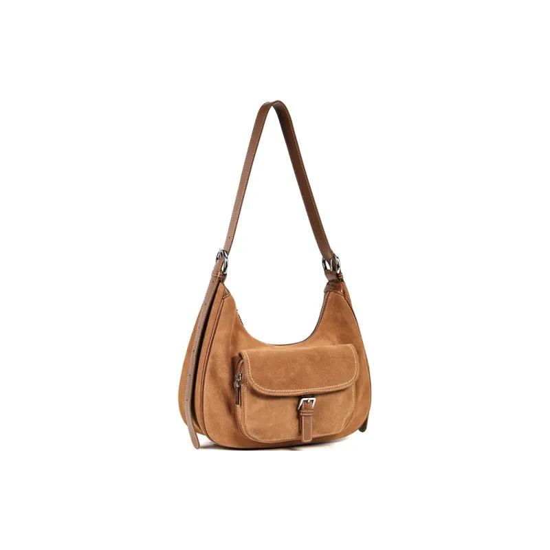 YOCAMU Cow Leather Shoulder Bag Women's Brown-2