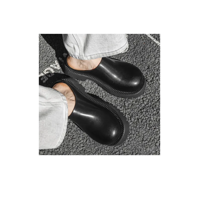 WEISHIBANGWEI Slip Resistant Wrap toe Slippers Men's Black-2