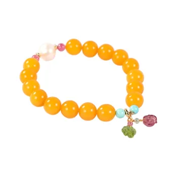 S&A Amber Beeswax Fine Jade Bracelets Women's