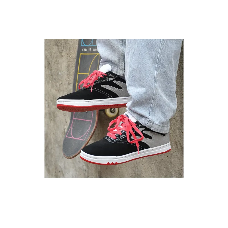 GOLUCK Coverage Cushioning Abrasion Resistant Low Top Skateboard Shoes Unisex Black Gray Pink-1