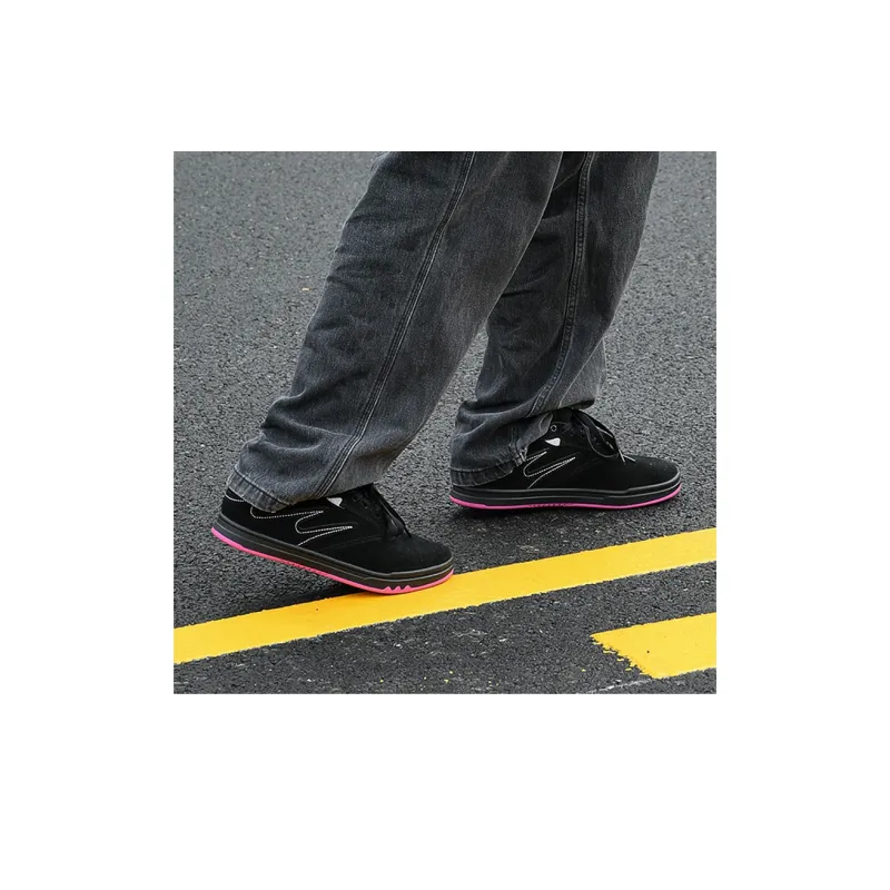 GOLUCK Ant Collection Slip Resistant Cushioning Abrasion Resistant Low Top Skateboard Shoes Unisex Black Pink-7