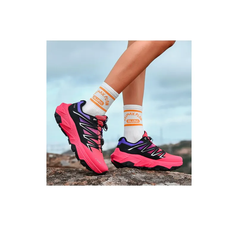 GLUNA Hiking / Trekking Shoes Unisex Low Top Black/Purple-10