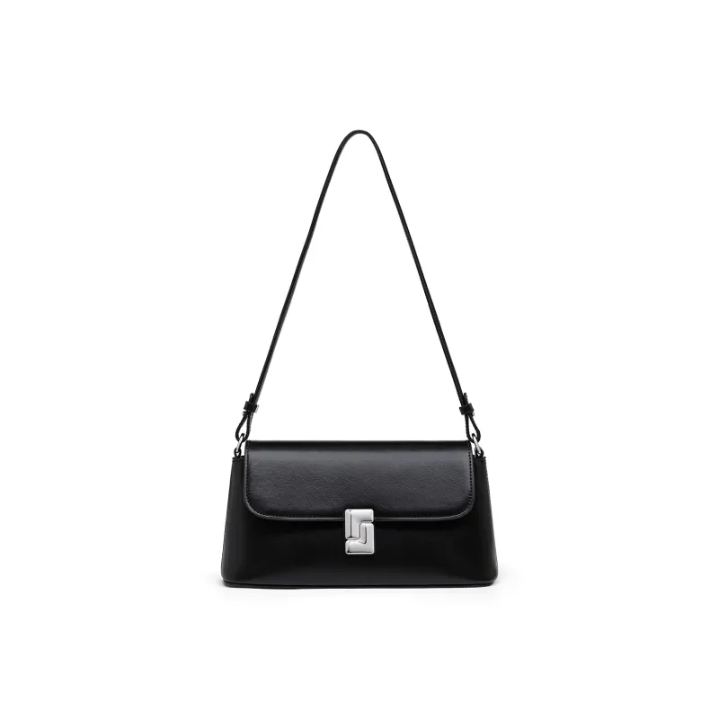 C°BANNER Split Cow Leather With Synthetic Leather Shoulder Bag Women's Black/Foam Gray/Salt Khaki-1