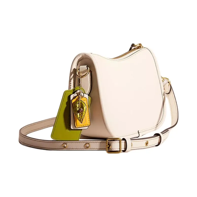 COACH Swinger Gloves Made Of Tanned Leather Crossbody Bag Shoulder Bag Medium Size Women's Brass With White Jade Inlay-1
