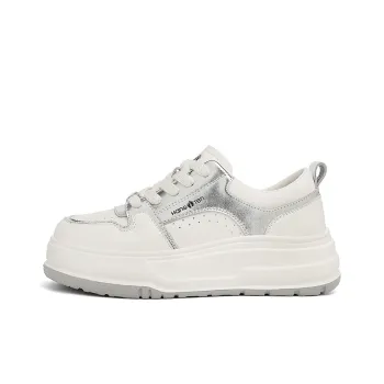 HANG TEN Anti Slip And Wear Resistant Lightweight Low Top Skateboard Shoes Women's White Thread Silver Cloud