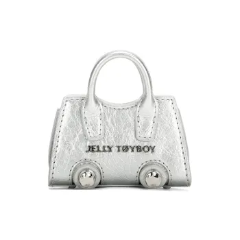Cow Leather Space Train Pendant Handbag Charm Pendant Bag Accessory Unisex Silver