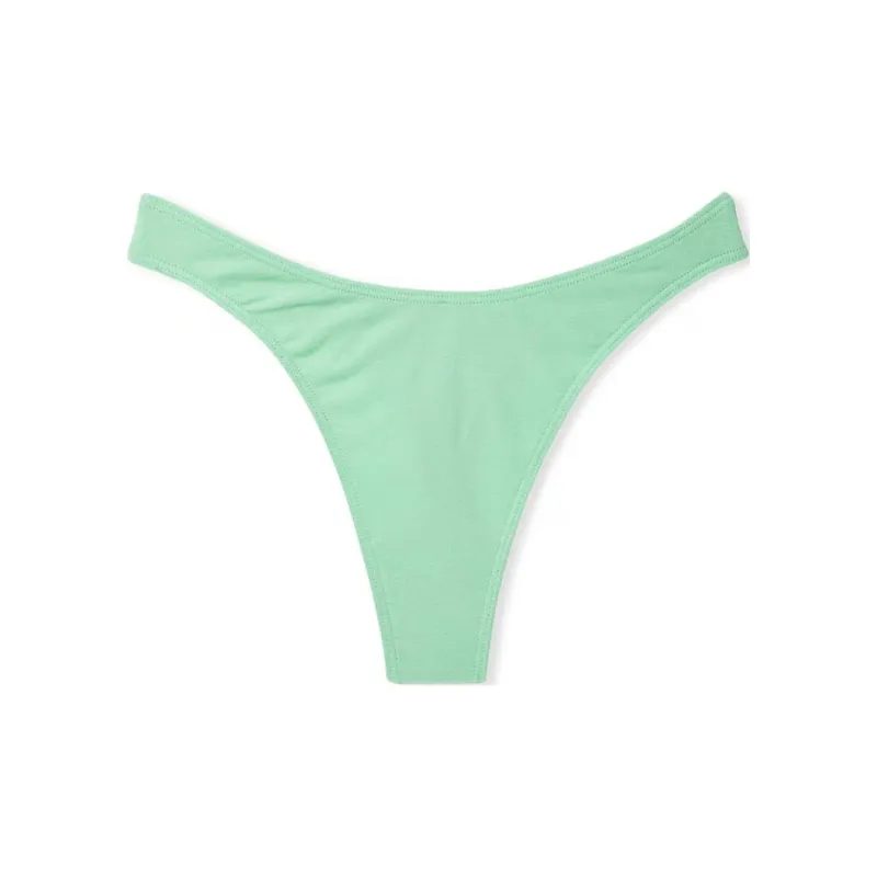 Victoria's Secret Stretch Cotton High-Leg Scoop Thong Panty/ Modern Mint Underpants Women's 1 Pack Green-0