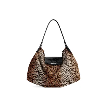 Balenciaga Genève Leopard Printed Large Hobo Bag