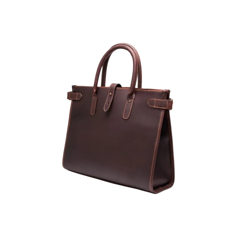ETTINGER Vegetable Tanned Cow Leather Tote Bag, Shopping Bag, Handbag Unisex Tan-1
