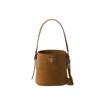 PRADA Suede Bucket Bag Handbag Shoulder Bag Mini Women's Cinnamon Brown