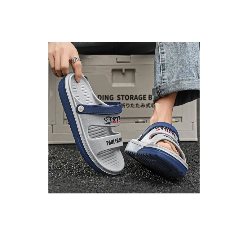 PAUL FRANK Beach Sandals Men Black Gray, White Gray, Dark Blue Orange-3