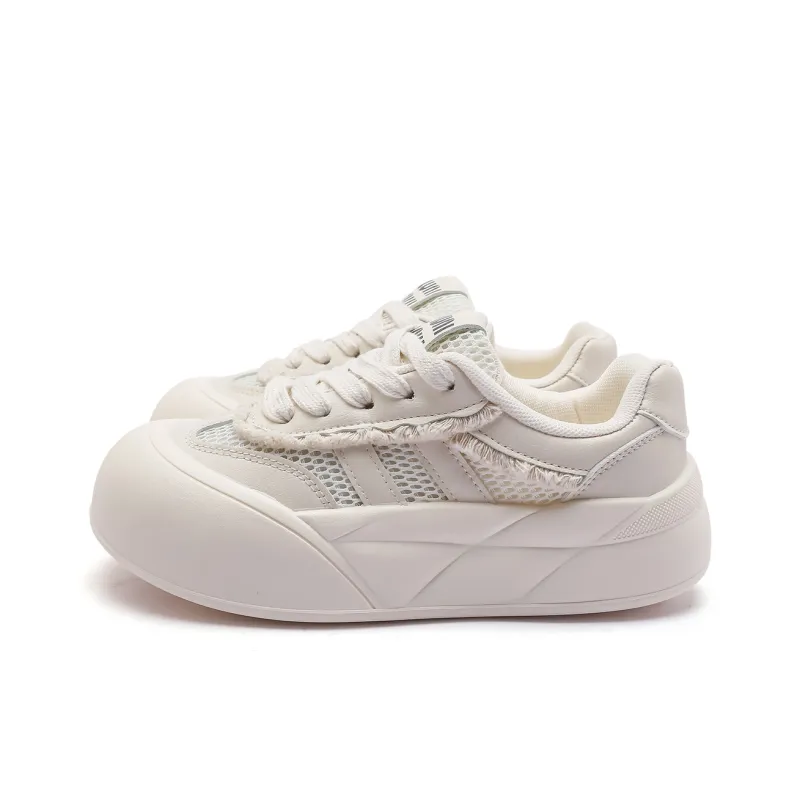Mengsai Lightweight And Breathable Low-Top Skateboard Shoes Women's Beige-2