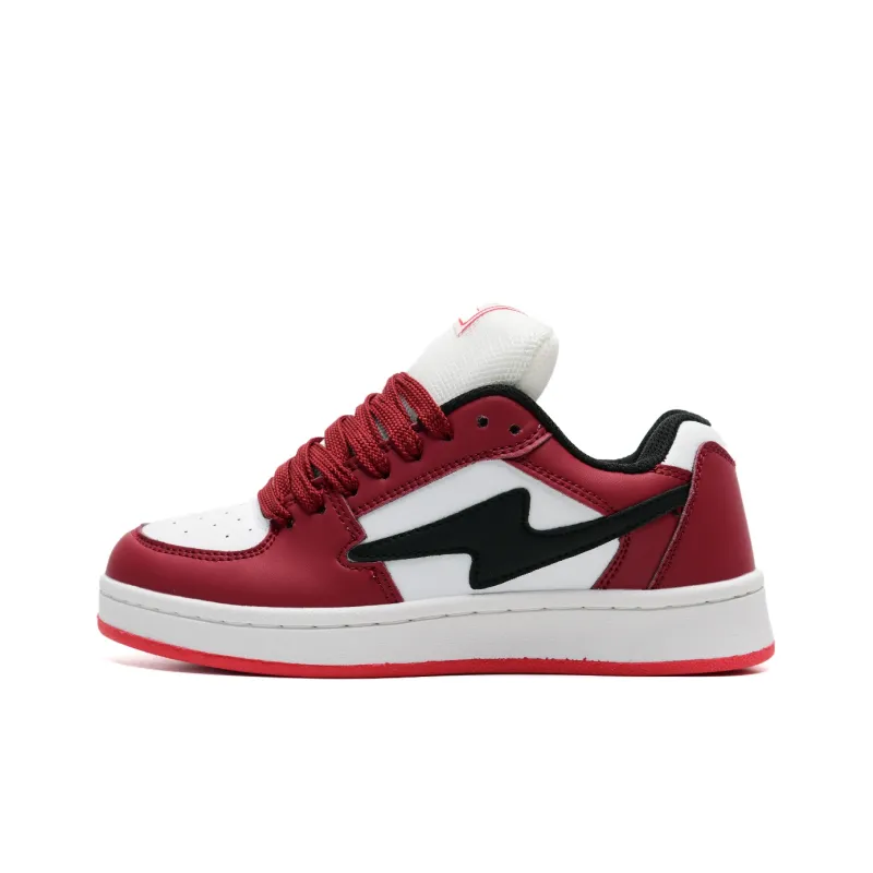 Circle small Skateboard Shoes Unisex Low Top White Red/White Black Sole/White Red Mismatched-1
