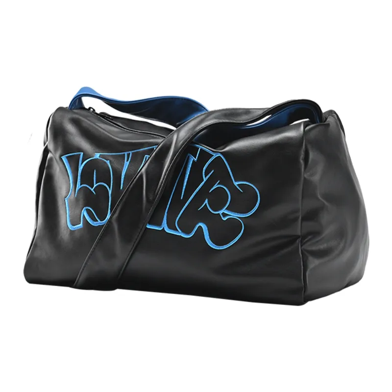 LOVVVVE PU Small Square Bag, One Shoulder Handbag Regular Unisex Black Blue-2