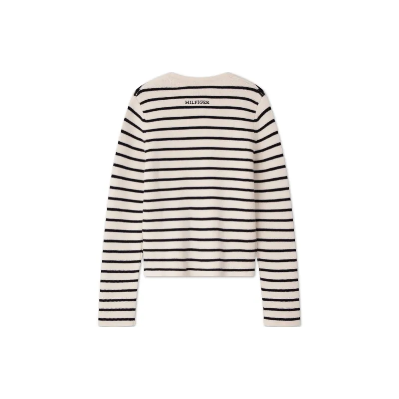 Tommy Hilfiger Knitwear Women's Beige White Black Stripes-1