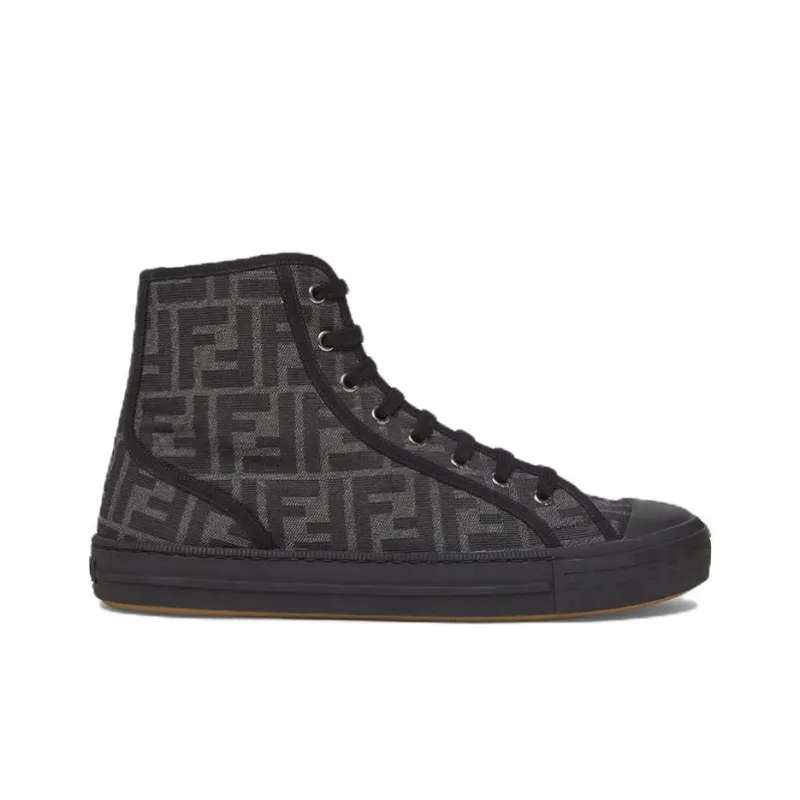 FENDI Domino High Top Stylish Skateboarding Shoes Men's Black-1