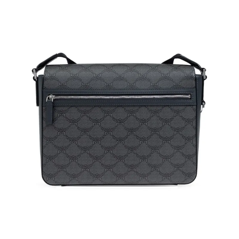 MCM Nappa Leather Messenger Bag, Shoulder Bag Small Size Women's Dark Gray-2