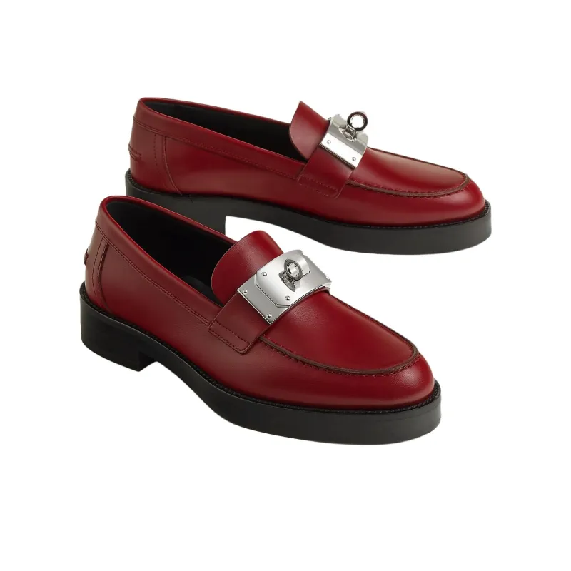 HERMES Loafers Women's Red-2