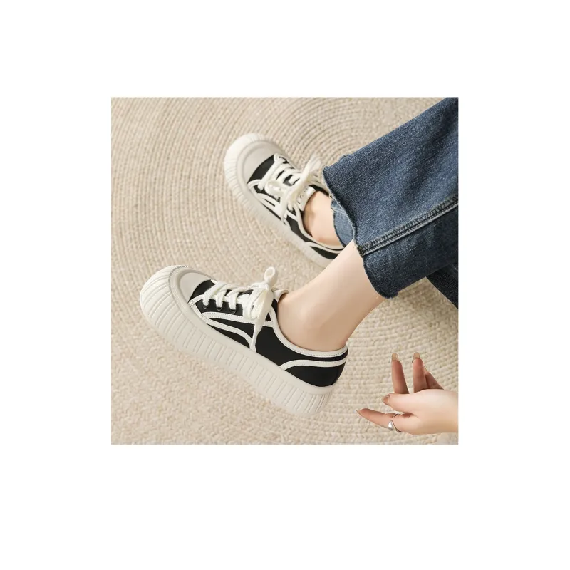 JOSINY Little White Ugly Canvas Height Increasing Low Top Skateboard Shoes Women's-21