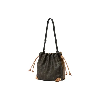 FION Coated Canvas Shoulder Bag Regular Women's Camel/Beige
