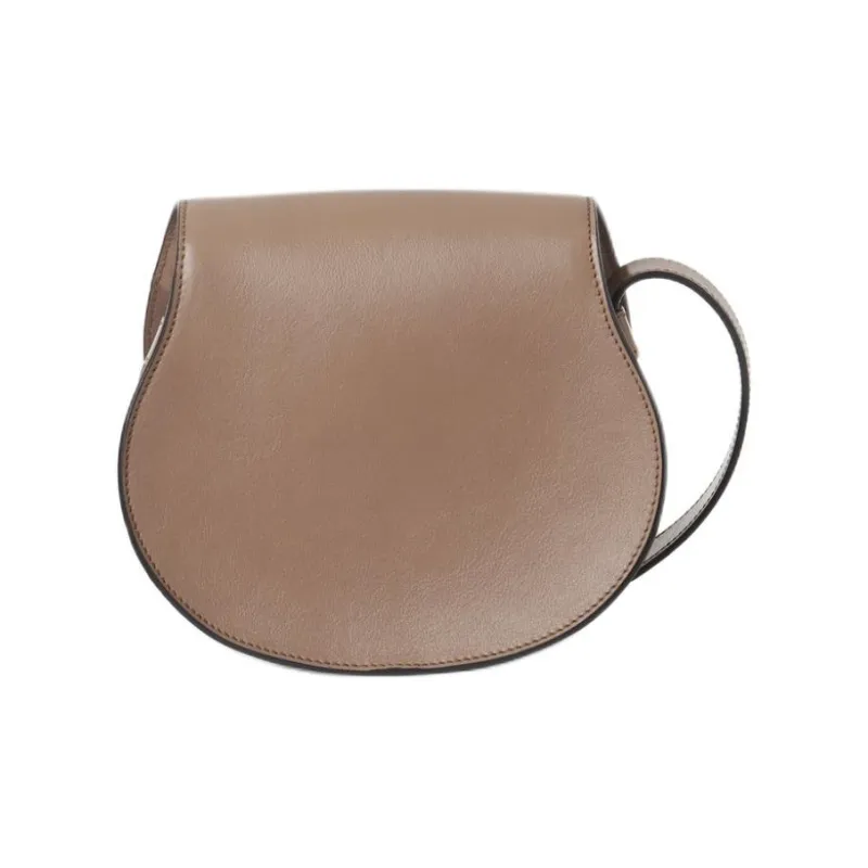 Chloe Marcie Bright Calfskin Saddle Bag, Shoulder Bag, Crossbody Bag Trumpets Women's Wood Rose-2