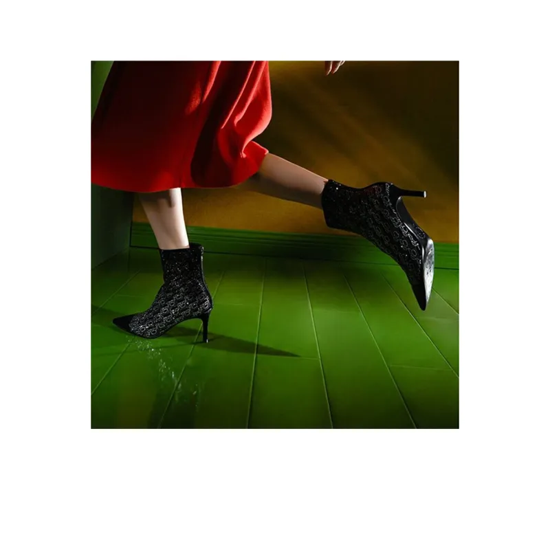 73Hours Exchange Party Series Ankle Boots 5.5cm Women's Black-5