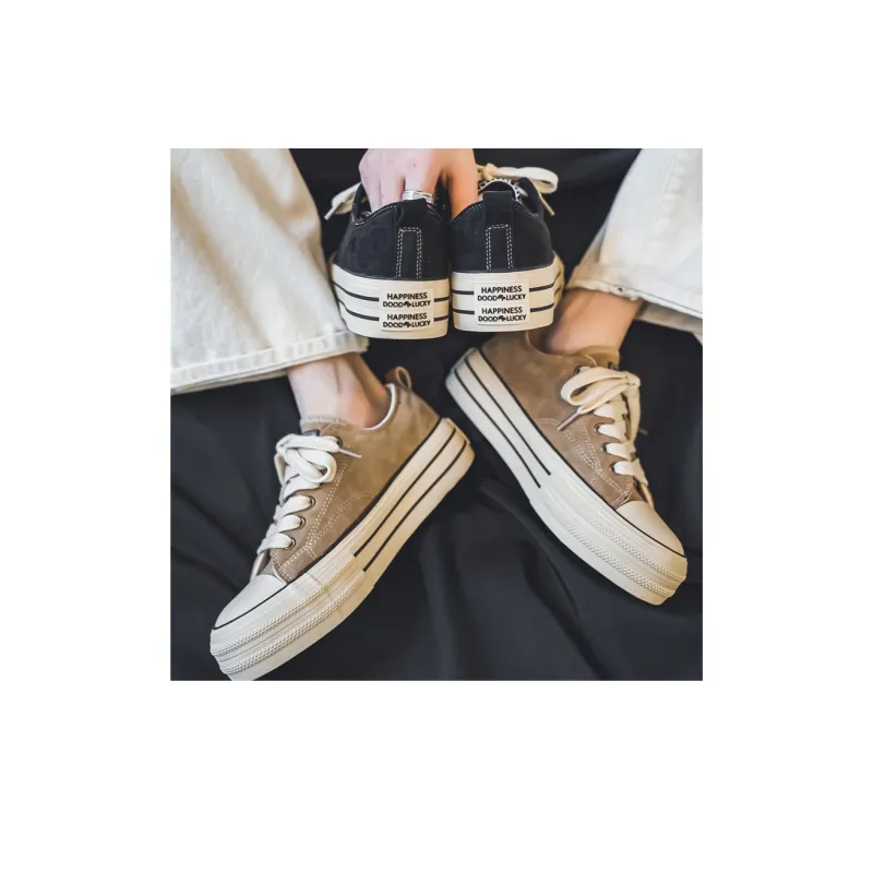 Black tailed Deer Height Increasing Low Top Skateboard Shoes Men's-7