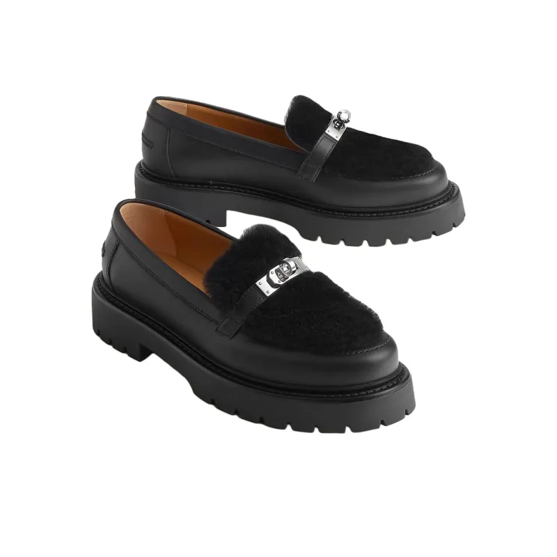 HERMES Loafers Women's Black-2