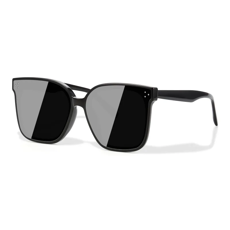 PULAIS Plate Frame Square Sunglasses Unisex Black-1