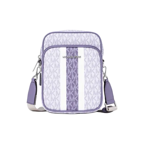 MICHAEL KORS Coated Canvas Shoulder Bag Crossbody Bag Medium Size Women's Blue Floral Multicolor