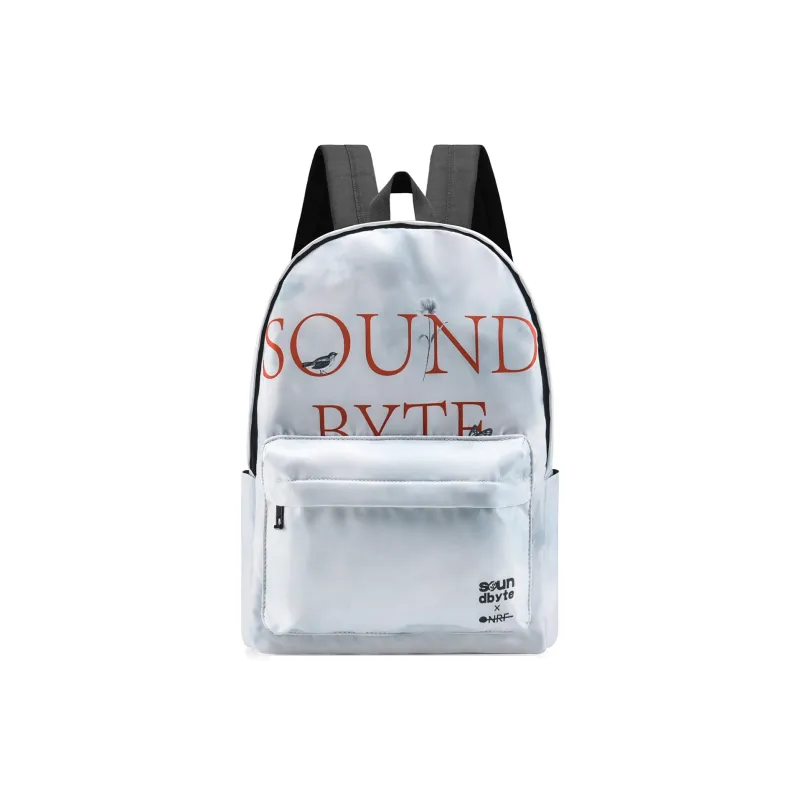 Soundbyte × ONRF Collaboration Polyester Students Backpack Laptop Bag Regular Unisex White-20
