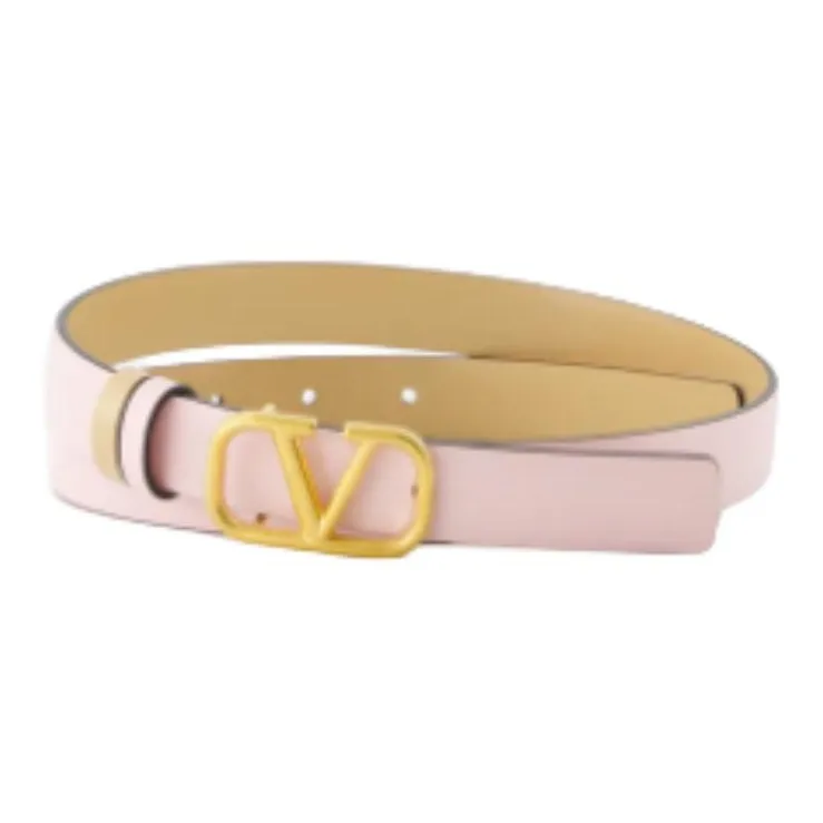Valentino Double-Sided Design Metal Leather Belts Women's Pink Width: 2CM-0