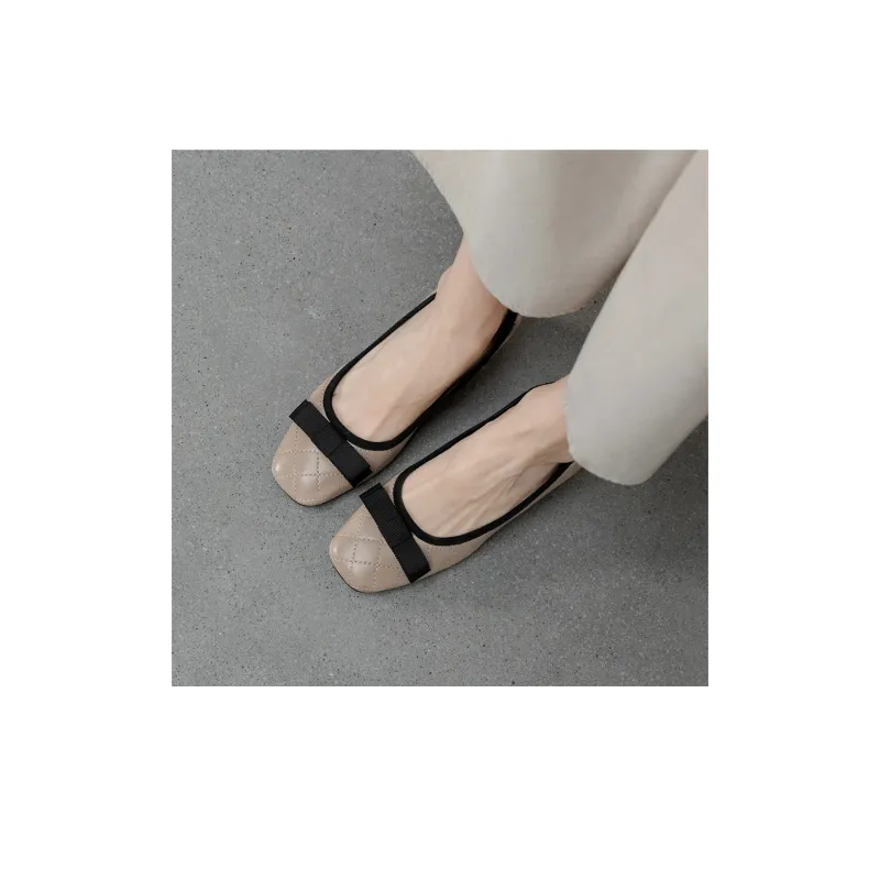 CAMEIDO Chunky Heel High Heels 5cm Women's Apricot-2