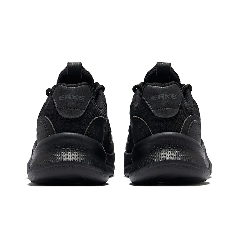 Erke Derivation 2V2 Anti Slip And Wear Resistant Height Increasing Coverage Low Top Chunky Sneakers Men's Jet Black-3