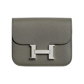 HERMES Constance Slim Evercolor Calfskin Coin Purses Wallets Women's 0L Grismeyer Cumulus Gray