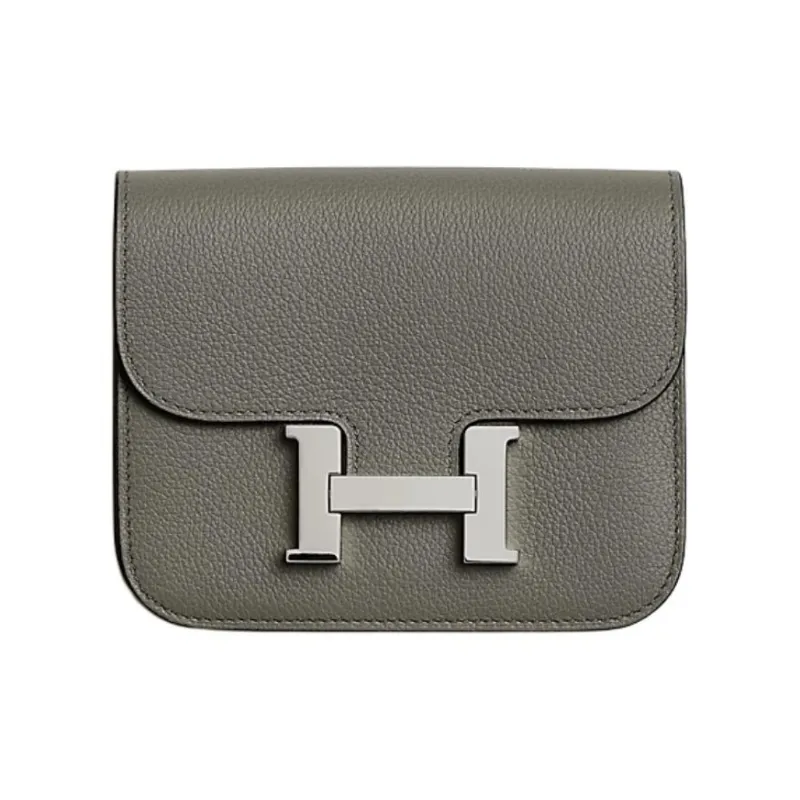 HERMES Constance Slim Evercolor Calfskin Coin Purses Wallets Women's 0L Grismeyer Cumulus Gray-0