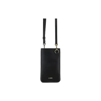 JIL SANDER Lambskin One Shoulder Crossbody Cell Phone Pouch Mini Women's Black