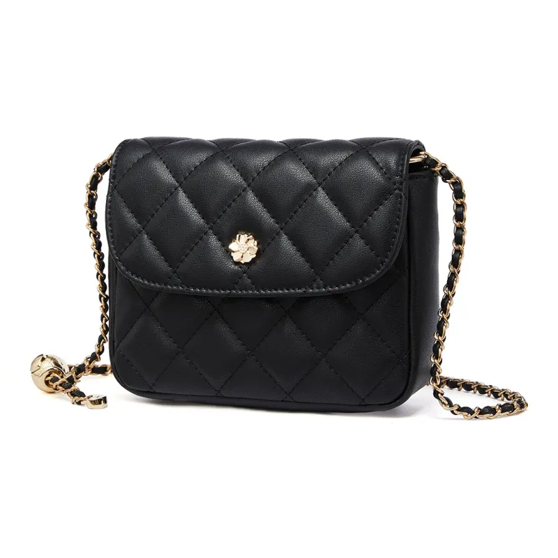 RED DRAGONFLY Cow Split Leather Crossbody Bag Women's Black-1