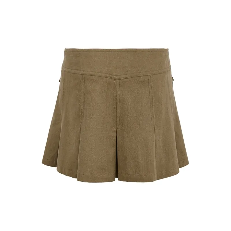 URBAN REVIVO Casual Short Skirts Women's Dark Coffee Brown-1