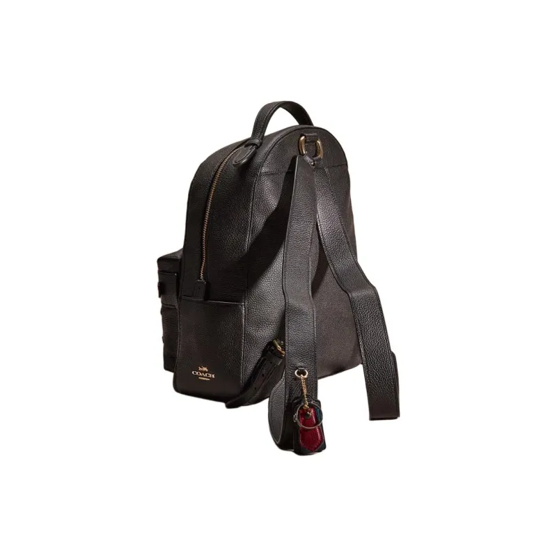 COACH Campus Leather Backpack Large Size Unisex Light Gold/Black-1
