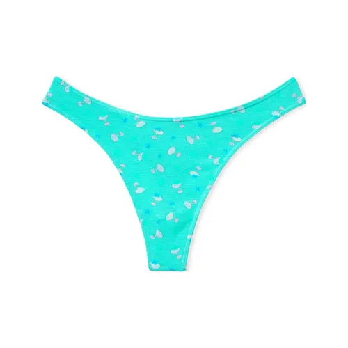 Victoria's Secret Stretch Cotton High-Leg Scoop Thong Panty/Blue Cocktails Underpants Women's 1 Pack Blue