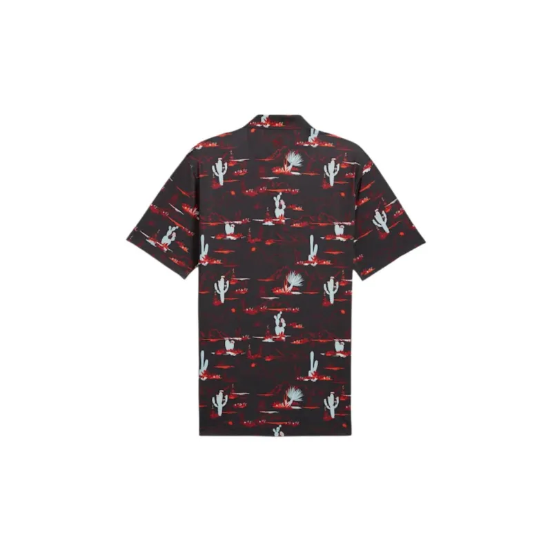 PUMA Golf Matter Bushland Polo Shirt Men's Black/Dark Red-1