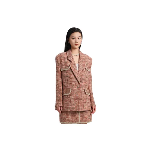 Blood Glitter Business Suits Women's Orange Plaid