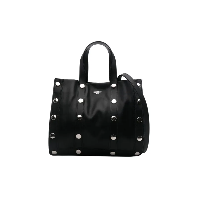 MOSCHINO Studded Leather Tote Bag-0