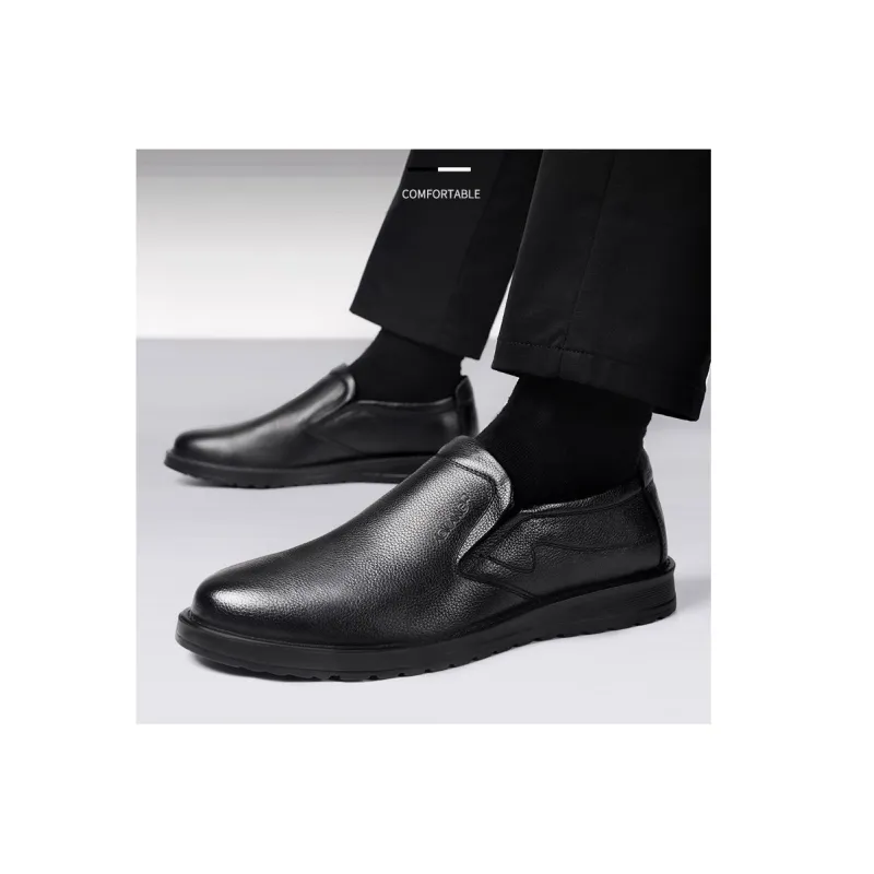 AOKANG Slip-on Leather Shoes Men's Casual Shoes Men's Black Brown-3