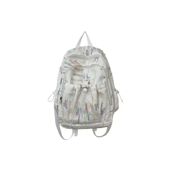 GOX Nylon Backpack Women's White/Black/Yellow/Pink