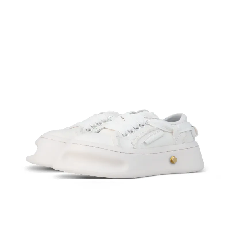 HOOF GOLDMINE 24SSHOOF Horseshoe Shoes | Classic Series 'White Calla Lily' Low Top Canvas Shoes Unisex White-1
