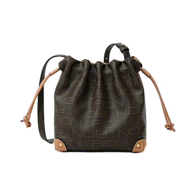 FION Coated Canvas Shoulder Bag Regular Women's Camel/Beige-4
